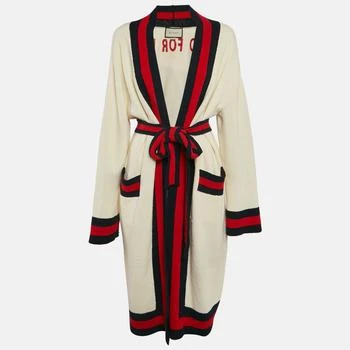 Gucci | Gucci Cream Web Blind For Love Cotton Terry Tiger Embellished Cardigan M