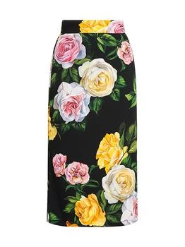 Dolce & Gabbana | Floral Stretch-Silk Pencil Skirt