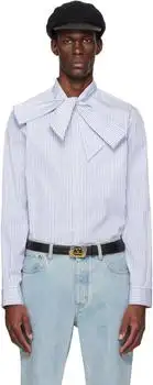 Valentino | Blue & White VLogo Signature Classic Stripe Shirt