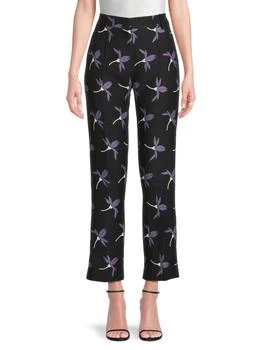 Valentino | Flat-Front Wool-Blend Floral Pants