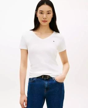 Tommy Hilfiger Women's Rib Slim V-Neck Short-Sleeve T-Shirt