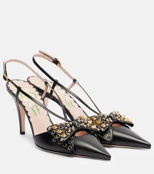 Valentino | Bowow 85 studded leather slingback pumps