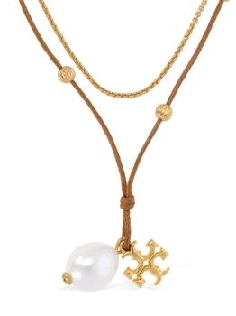 TORY BURCH Kira Double Cord Chain Necklace W/ Pearl