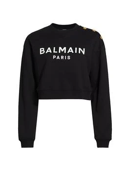 Balmain | Button-Embellished Logo Cotton Sweatshirt