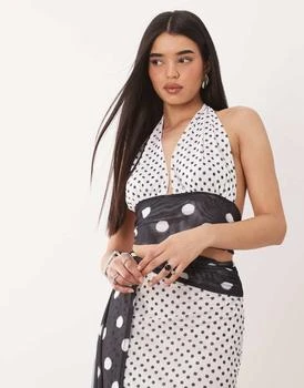 Murci Murci mesh halterneck backless hammock top co-ord in contrast mono polka dot