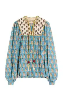 Valentino | Valentino Garavani Embroidered Cotton-Blend Blouse - Moda Operandi