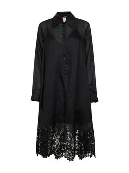 Max Mara | MAX MARA STUDIO | Black embroidered ramie gauze MSTMELA midi shirt dress | Women | 42
