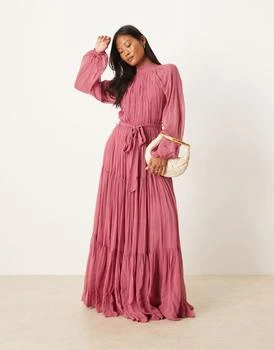 Lace & Beads Petite chiffon balloon sleeve maxi dress in orchid