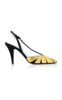 Valentino | Valentino Garavani Foliage Suede; Leather Slingback Pumps - Moda Operandi