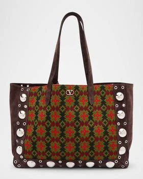 Valentino | Men
s Large Suede and Canvas Tote Bag