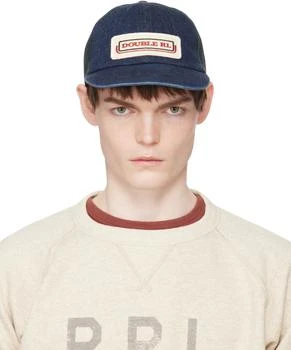 RRL Navy Logo-Patch Indigo Denim Trucker Cap
