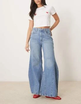 Free People eden baggy wide leg jeans in mid-wash blue