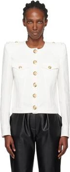 Balmain | White Cropped Cotton Canvas Jacket