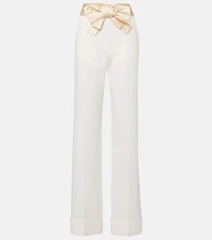 Valentino | High-rise cotton and linen straight pants