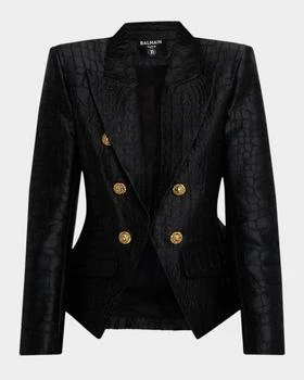 Balmain | 6-Button Croco Jacquard Blazer Jacket