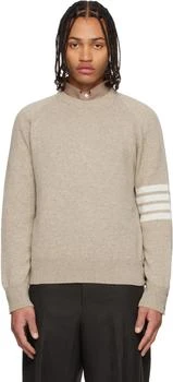 Thom Browne | Beige Shetland Wool 4-Bar Relaxed Fit Sweater