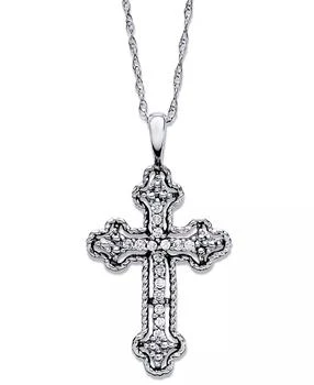 Macy's | Diamond Antique Cross Pendant Necklace in 14k White, Yellow, or Rose Gold (1/10 ct. t.w)