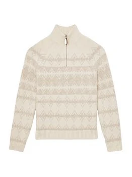 REISS Claus Fair Isle-Inspired Half-Zip Sweater