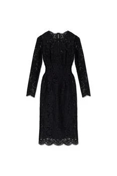 Dolce & Gabbana | Dolce & Gabbana Branded Floral Cordonetto Lace Sheath Dress