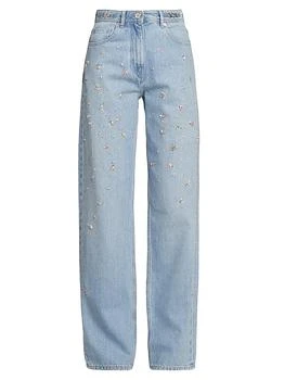 Versace | Embroidered Washed Cotton Jeans