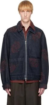 Dries Van Noten | Navy Embroidered Pattern Denim Jacket