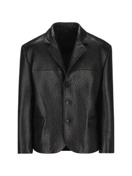 Prada | Prada Single-Breasted Long-Sleeved Leather Jacket