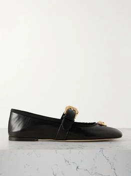 Versace | Embellished Leather Mary Jane Ballet Flats  - IT36.5