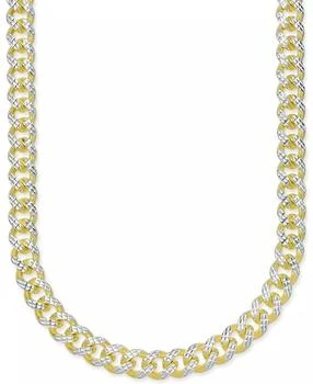 Macy's | 24" Men's Two-Tone Cuban Link Chain Necklace in 14k Gold-Plated Sterling Silver and Sterling Silver