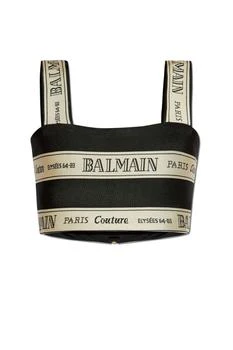 Balmain | Balmain Logo Ribbon Jacquard Crop Top