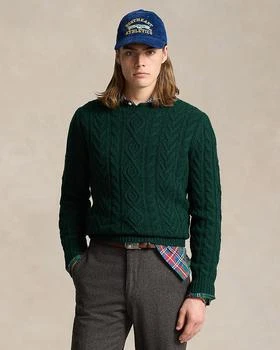 Wool Cable Knit Crewneck Sweater