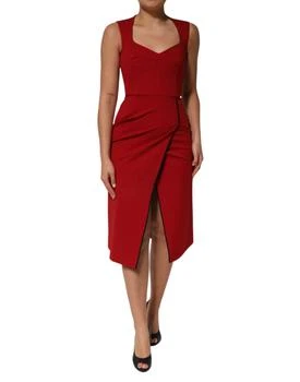 Dolce & Gabbana | Viscose Stretch Slit Sheath Midi Women's Dress (Pre-Owned)
