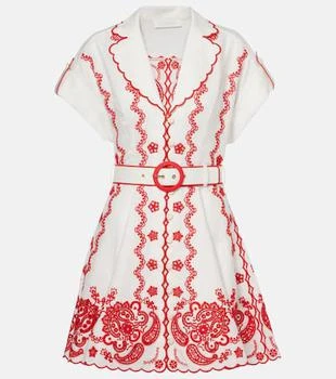 Zimmermann | Lucky embroidered linen minidress