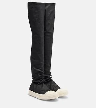 Rick Owens | Coated denim over-the-knee boots