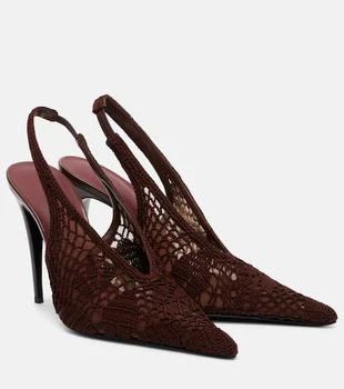 Magda Butrym | Crochet-trimmed leather slingback pumps