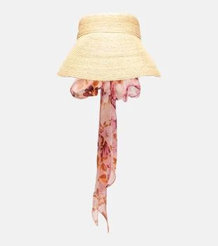 Chloé | Scarf-detail raffia visor