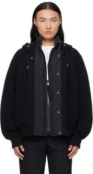 Sacai | Black Sponge Sweat & Grosgrain Hoodie