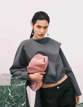 ASOS DESIGN Premium suede cloud clutch bag in dusty pink