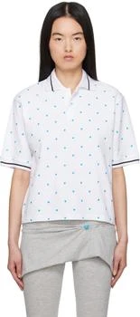 Ashley Williams White Polka-Dot Polo