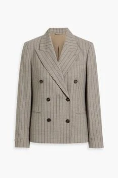 Brunello Cucinelli Double-breasted pinstriped wool blazer