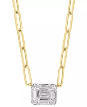 Effy | EFFY® Diamond Baguette & Round Cluster Pendant Necklace (3/8 ct. t.w.) in 14k Gold, 16-3/4" + 1-1/4" extender