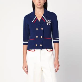 Valentino | Blue double-breasted wool cardigan