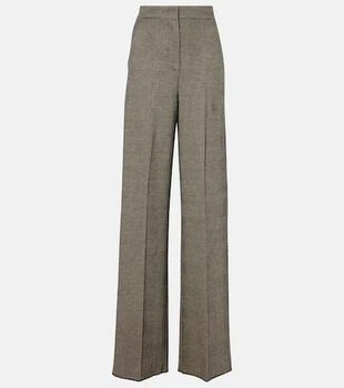 Max Mara | Cognac houndstooth wool-blend straight pants