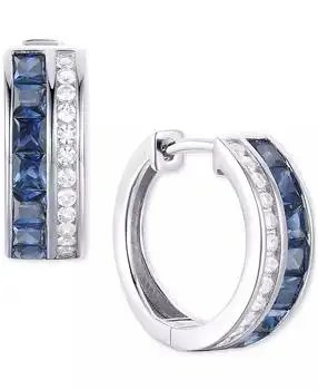 Macy's | Ruby (1-5/8 ct. t.w.) & Diamond (1/4 ct. t.w.) Small Hoop Earrings in 14k Gold, 0.5 (Also available in Emerald & Sapphire)