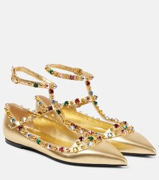 Valentino | Rockstud metallic leather ballet flats