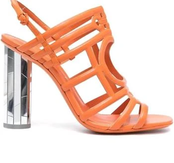 Salvatore Ferragamo | Women's Mirrored Heel Strappy Sandals In Orange