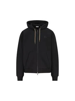 Burberry | Burberry Checked Zip-Up Drawstring Hoodie