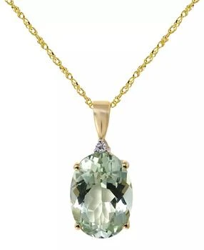 Macy's | Green Amethyst (4-1/2 ct. t.w.) & Diamond Accent Pendant Necklace in 14k Yellow Gold