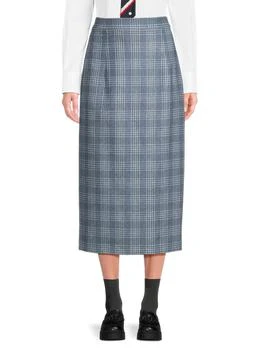 Thom Browne | Plaid Wool 
Cashmere Midi Skirt