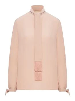 Valentino | Valentino Fringed Scarf Detailed Long-Sleeve Shirt