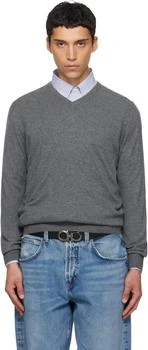 Salvatore Ferragamo | Gray V-Neck Sweater